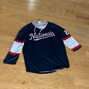 Washington Nationals Long Sleeve Hockey Shirt - Large - New
